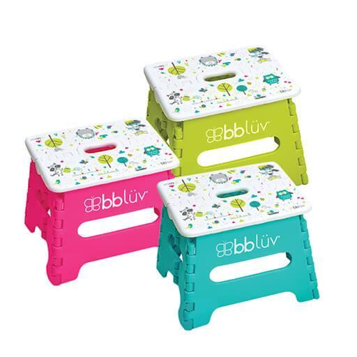 bbluv Step: The Foldable Baby Step Stool aqua lime pink